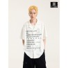 [BONELESS] Romantic Text Print Camp Collar Shirt – White Short Sleeve