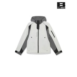 [BONELESS] Colorblock Tech Hooded Jacket – Light Grey Windbreaker